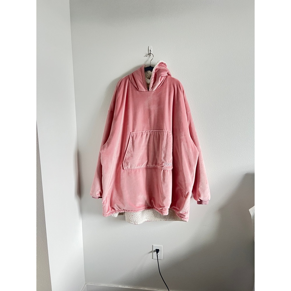 The Comfy Pink Oversized Wearable Blanket Sherpa Lined Hoodie OS Soft Girl Cozy